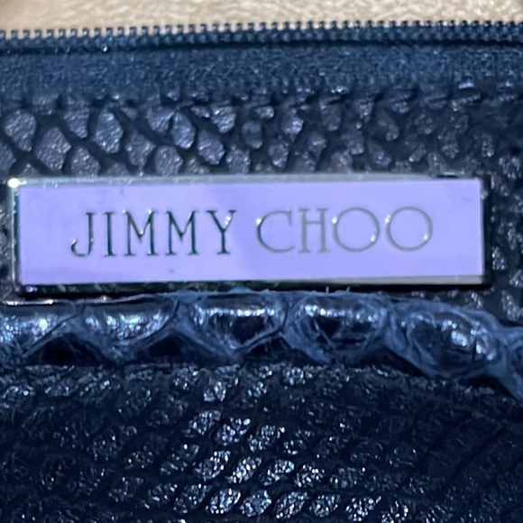 Jimmy Choo Snakeskin Embossed Calfskin Rahmyn Black Shoulder Bag - Picture 8 of 8